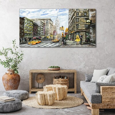 Tableau sur toile Rue de New York en taxis jaunes