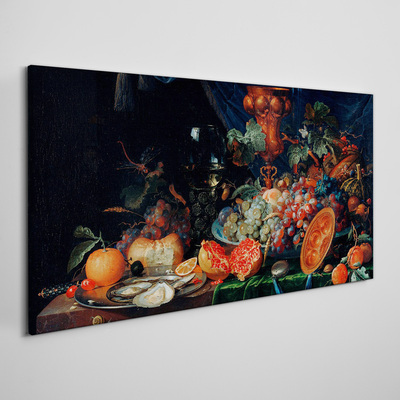 Tableau sur toile Nature morte aux fruits et coquillages