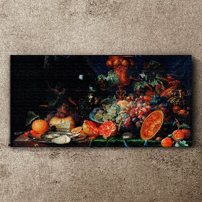 Tableau sur toile Nature morte aux fruits et coquillages