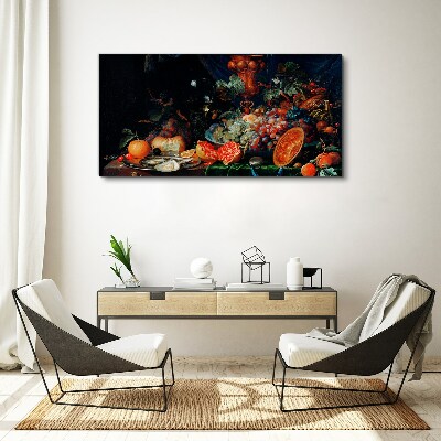 Tableau sur toile Nature morte aux fruits et coquillages