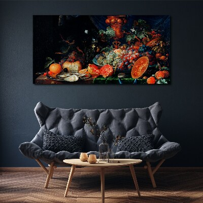 Tableau sur toile Nature morte aux fruits et coquillages