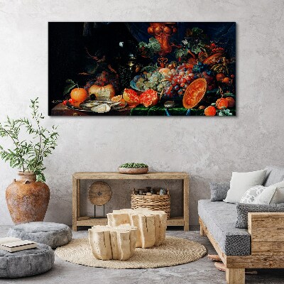 Tableau sur toile Nature morte aux fruits et coquillages