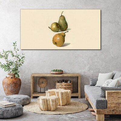 Tableau toile imprimée Trois poires sur fond clair
