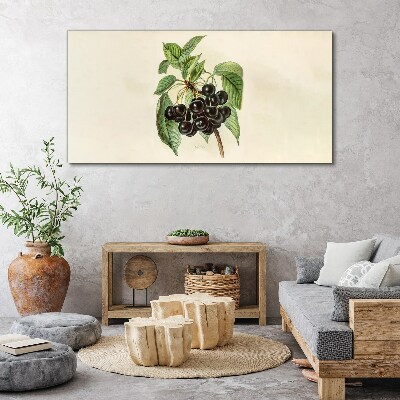 Tableau sur toile Fruit noir sur une branche