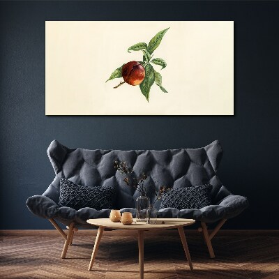 Tableau toile imprimée Une pomme sur un fond de feuilles