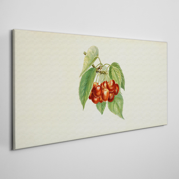 Tableau imprimé sur toile Cerises rouges sur fond pastel