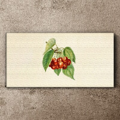 Tableau imprimé sur toile Cerises rouges sur fond pastel