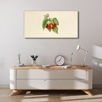 Tableau imprimé sur toile Cerises rouges sur fond pastel