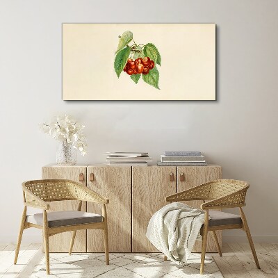 Tableau imprimé sur toile Cerises rouges sur fond pastel