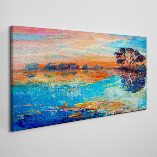 Tableau imprimé sur toile Coucher de soleil sur le lac