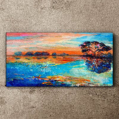 Tableau imprimé sur toile Coucher de soleil sur le lac
