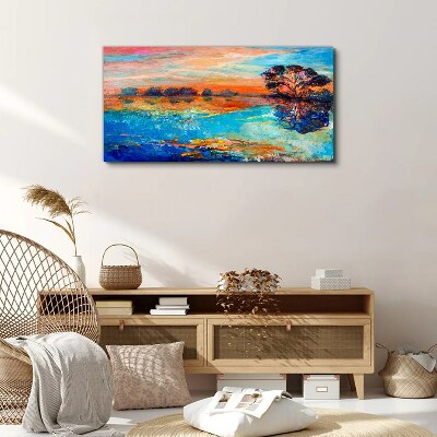 Tableau imprimé sur toile Coucher de soleil sur le lac