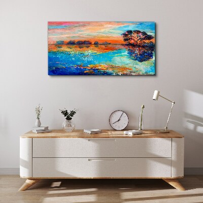 Tableau imprimé sur toile Coucher de soleil sur le lac