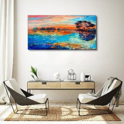 Tableau imprimé sur toile Coucher de soleil sur le lac