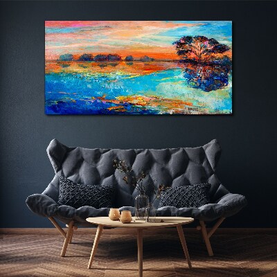 Tableau imprimé sur toile Coucher de soleil sur le lac