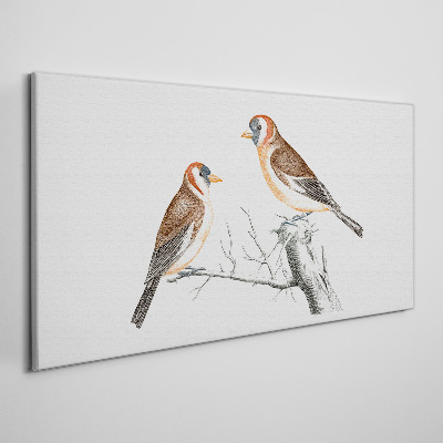 Tableau sur toile Deux oiseaux sur une branche