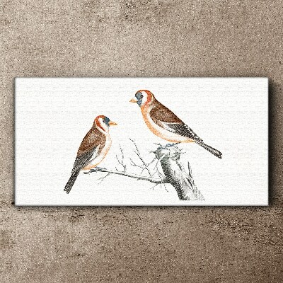 Tableau sur toile Deux oiseaux sur une branche