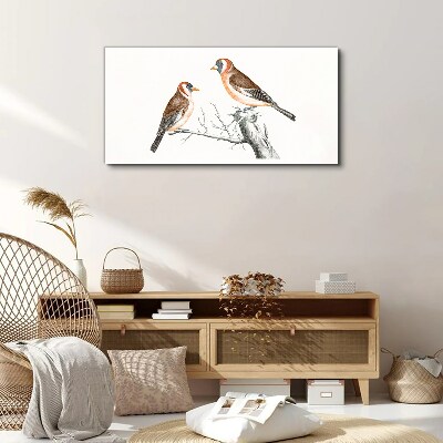 Tableau sur toile Deux oiseaux sur une branche