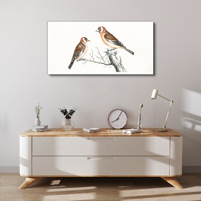Tableau sur toile Deux oiseaux sur une branche