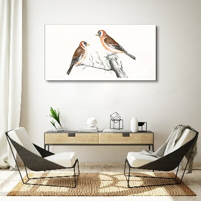 Tableau sur toile Deux oiseaux sur une branche