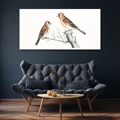 Tableau sur toile Deux oiseaux sur une branche