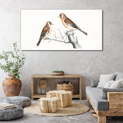 Tableau sur toile Deux oiseaux sur une branche