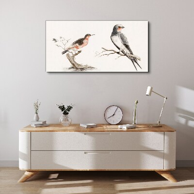 Tableau toile imprimée Oiseaux sur les branches