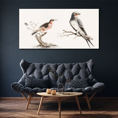Tableau toile imprimée Oiseaux sur les branches