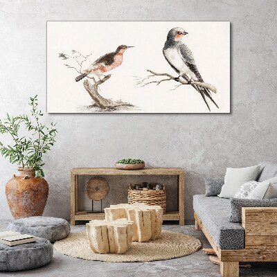 Tableau toile imprimée Oiseaux sur les branches