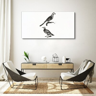 Tableau imprimé sur toile Oiseaux sur une branche