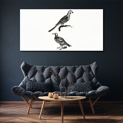 Tableau imprimé sur toile Oiseaux sur une branche