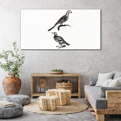 Tableau imprimé sur toile Oiseaux sur une branche