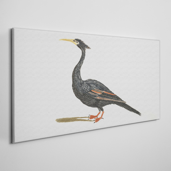Tableau sur toile Oiseau noir sur fond blanc