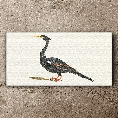 Tableau sur toile Oiseau noir sur fond blanc