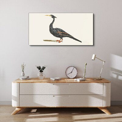 Tableau sur toile Oiseau noir sur fond blanc