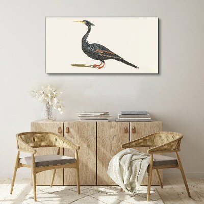 Tableau sur toile Oiseau noir sur fond blanc