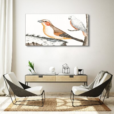 Tableau sur toile Duo d'oiseaux sur une branche