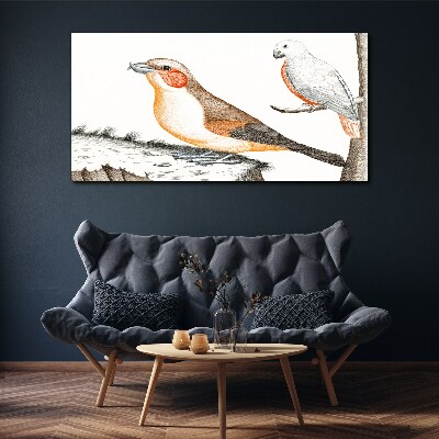 Tableau sur toile Duo d'oiseaux sur une branche