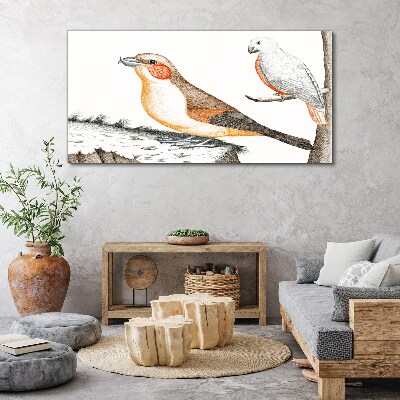 Tableau sur toile Duo d'oiseaux sur une branche