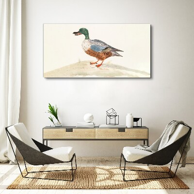 Tableau imprimé sur toile Un canard sur un fond de couleurs délicates