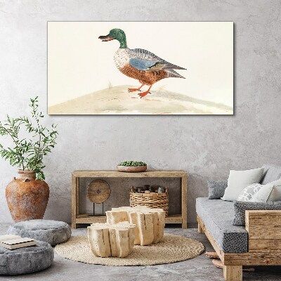 Tableau imprimé sur toile Un canard sur un fond de couleurs délicates