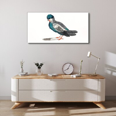 Tableau toile imprimée Oiseau coloré sur fond blanc
