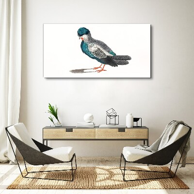 Tableau toile imprimée Oiseau coloré sur fond blanc