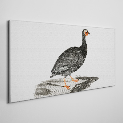 Tableau sur toile Oiseau noir sur fond blanc