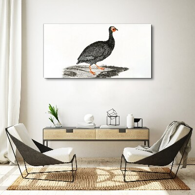 Tableau sur toile Oiseau noir sur fond blanc