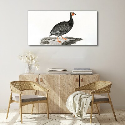 Tableau sur toile Oiseau noir sur fond blanc