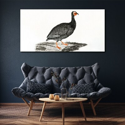 Tableau sur toile Oiseau noir sur fond blanc
