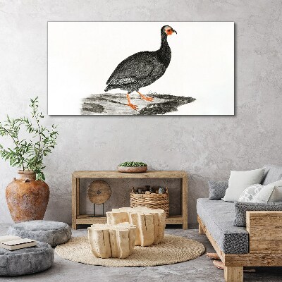 Tableau sur toile Oiseau noir sur fond blanc