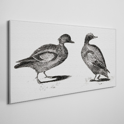 Tableau toile imprimée Deux canards dans un style monochrome