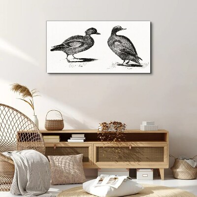 Tableau toile imprimée Deux canards dans un style monochrome